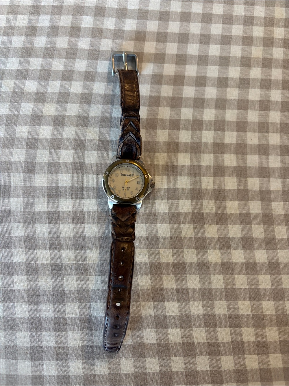 Timberland Brown Braided Leather womenโs Watch with Silver Case